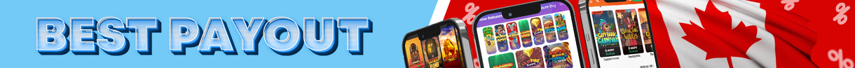 An image with a background of Canadian flag and casinos, and Best Payout written in front